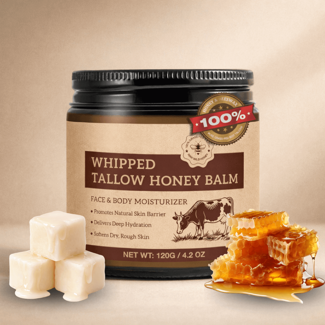 Grass-fed Whipped Beef Tallow Honey Balm 4 oz- Organic Skin Care